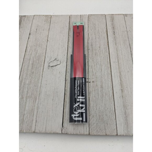 Vintage J&P Coats Flex Knit All Purpose Zipper 18" Red 128 - Picture 1 of 4